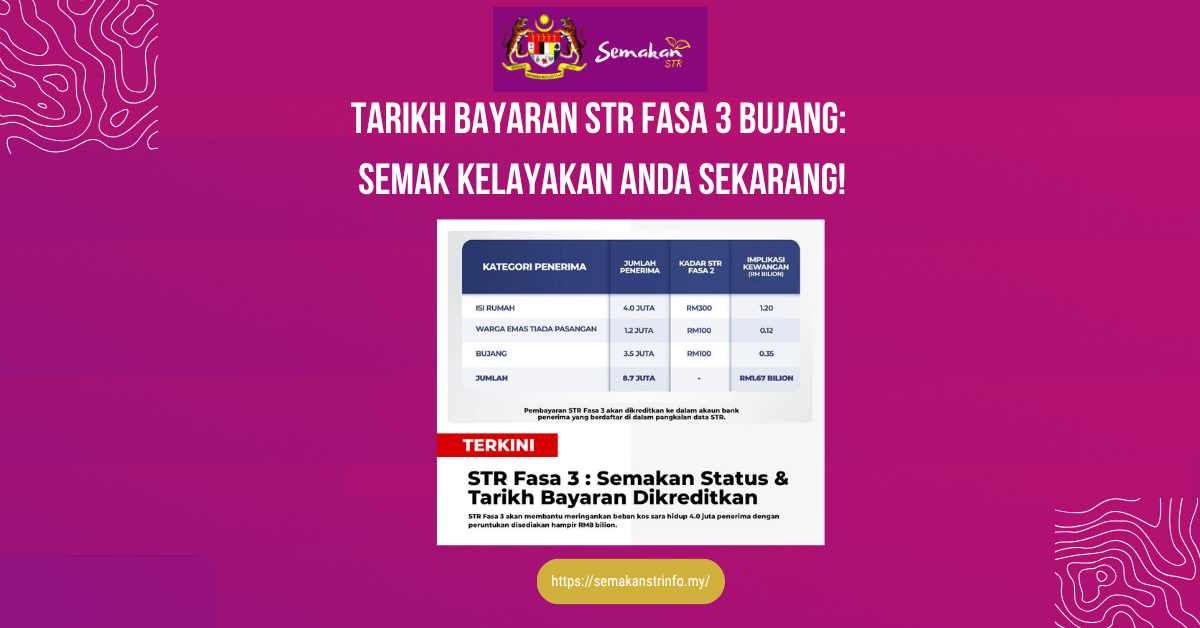 TARIKH BAYARAN STR FASA 3 BUJANG: