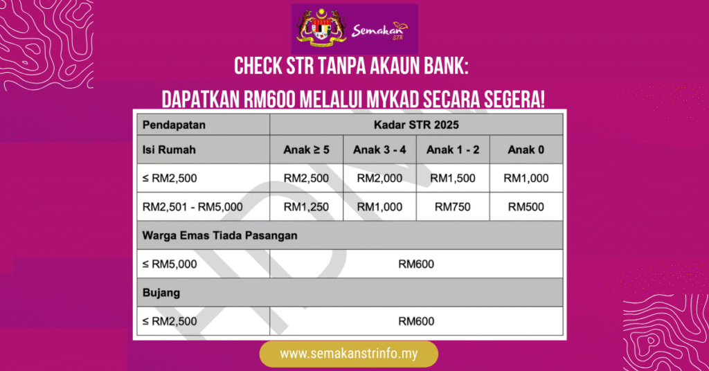 Check STR Tanpa Akaun Bank Dapatkan RM600 Melalui MyKad Secara Segera 2